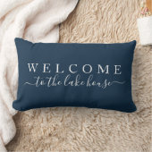 レイクハウスネービーブルーへようこそ ランバークッション (ブランケット)