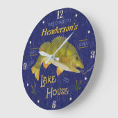 レイクハウスバスフ素朴ィ航海のッシュ|名前をカスタムする ラージ壁時計 (傾斜)