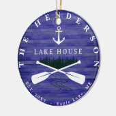 レイクハウスパインファミリーネームツリーウッドパーソナライズされた セラミックオーナメント (左)