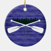 レイクハウスパインファミリーネームツリーウッドパーソナライズされた セラミックオーナメント (裏面)