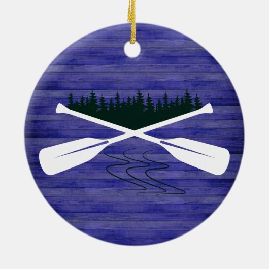 レイクハウスパインファミリーネームツリーウッドパーソナライズされた セラミックオーナメント (裏面)