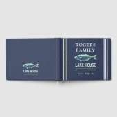 レイクハウスパーソナライズされたバケーションレンタルネイビーブルー ゲストブック (全面)
