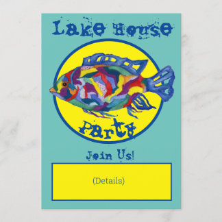 レイクハウスパーティの招待状オリジナルウォーターカラー 招待状