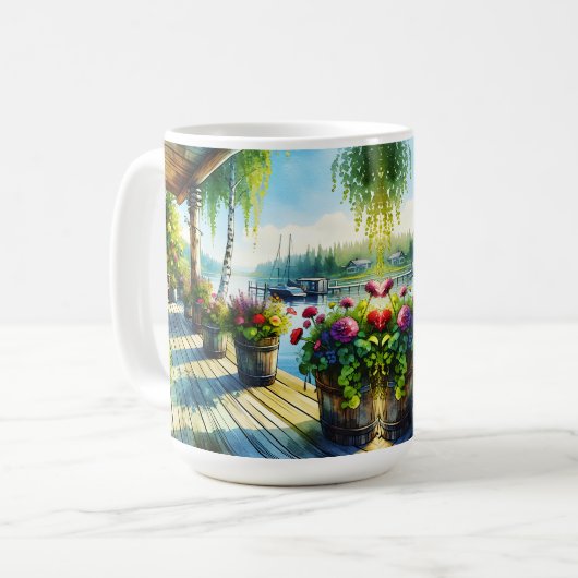 レイクハウスビュー |湾を見渡せるデッキ コーヒーマグカップ (正面左)