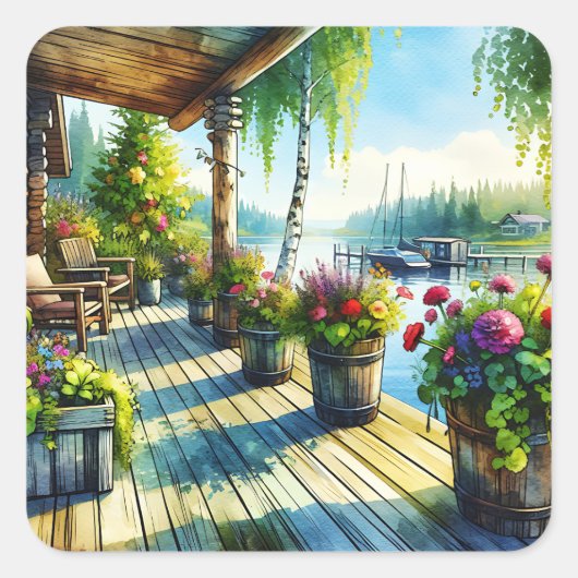 レイクハウスビュー |湾を見渡せるデッキ スクエアシール (正面)