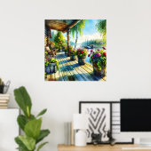 レイクハウスビュー |湾を見渡せるデッキ ポスター (ホームオフィス)