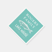 レイクハウスファミリーネームターコイズブルー紙 スタンダードカクテルナプキン (角)