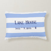 レイクハウスファミリーネームブルーストライプズ アクセントクッション (正面)