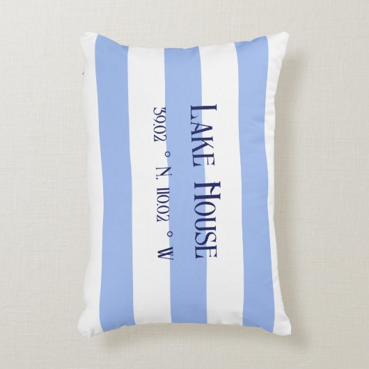 レイクハウスファミリーネームブルーストライプズ アクセントクッション (正面(垂直))
