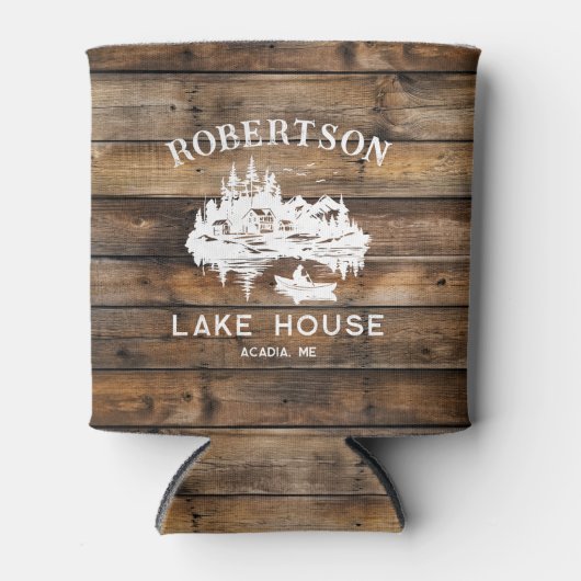レイクハウスファミリーネーム素朴ウッド 缶クーラー (正面)