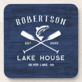 レイクハウスファミリーネーム素朴ブルーウッド コースター (正面)