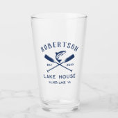 レイクハウスファミリー名クロスOars魚 タンブラーグラス (正面)