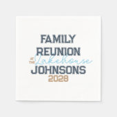 レイクハウスファミリー懇親会レトロタイポグラフィ スタンダードカクテルナプキン (正面)