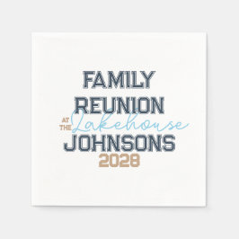 レイクハウスファミリー懇親会レトロタイポグラフィ スタンダードカクテルナプキン