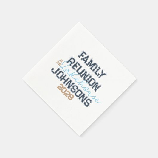 レイクハウスファミリー懇親会レトロタイポグラフィ スタンダードカクテルナプキン (角)