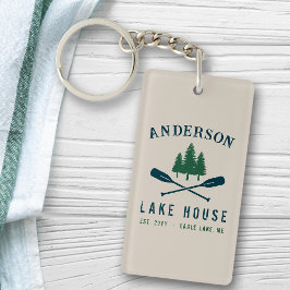 レイクハウスモダンボートオール素朴スツリーの両側 キーホルダー