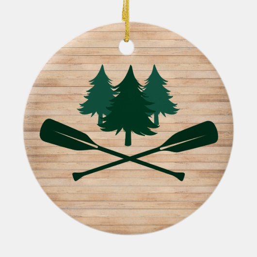 レイクハウスレイク素朴ハウスボートオアーズツリーズ セラミックオーナメント (裏面)