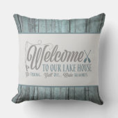 レイクハウスワードアート装飾用クッションへようこそ アウトドアクッション (正面)