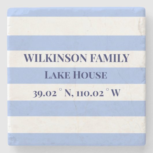 レイクハウス座標ファミリ名ブルーストライプ ストーンコースター (正面)