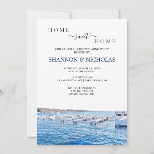 レイクハウス引っ越し祝いパーティー招待状 セーブザデート (正面)