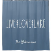 レイクハウス引用文パインツリーブパーソナライズされたルー シャワーカーテン (正面)