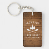 レイクハウス素朴ボートオール木の木の木2つのサイド キーホルダー (正面)