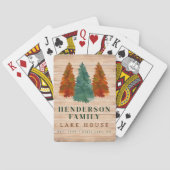 レイクハウス素朴レイクハウスボートウォーターカラーツリーズ トランプ (裏面)