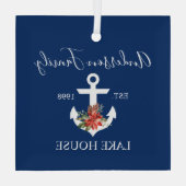 レイクハウス航海のウィンターフローラネイビーブルー ガラスオーナメント (裏面)