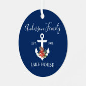 レイクハウス航海のウィンターフローラネイビーブルー メタルオーナメント (正面左)