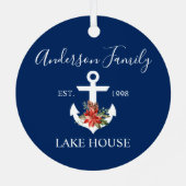 レイクハウス航海のウィンターフローラネイビーブルー メタルオーナメント (裏面)