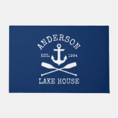 レイクハウス航海のファミリーいかりオアーズネイビーブルー ドアマット (正面)
