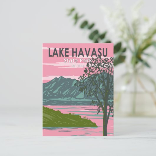 レイクハバス州パークトラベルアートヴィンテージ ポストカード (スタンド正面)