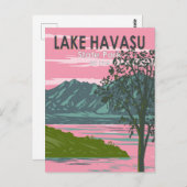 レイクハバス州パークトラベルアートヴィンテージ ポストカード (正面/裏面)