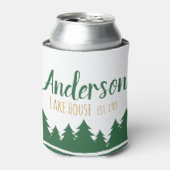 レイクハパーソナライズされたウス&パインツリーズクーラーボックス 缶クーラー (缶正面)