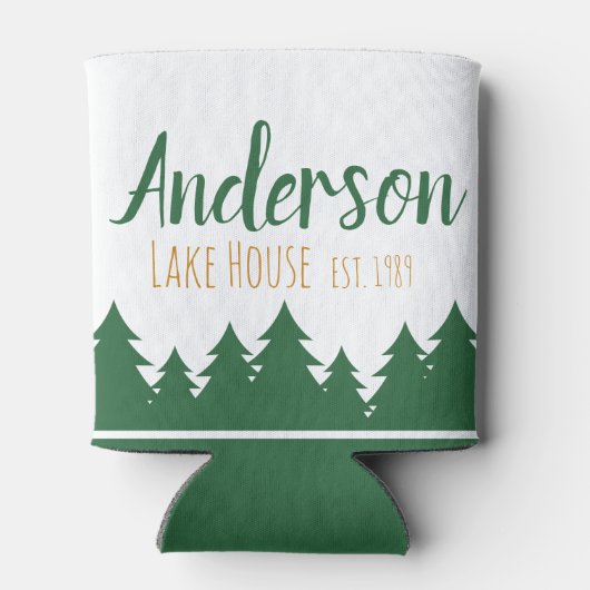 レイクハパーソナライズされたウス&パインツリーズクーラーボックス 缶クーラー (裏面)