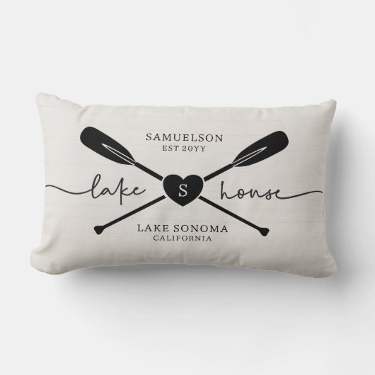 レイクハモダンウススクリプト素朴ウッド ランバークッション (正面)