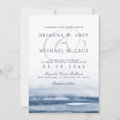 レイクハーバーフォグ結婚式招待状ネイビーバック 招待状 (正面)