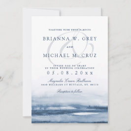 レイクハーバーフォグ結婚式招待状ネイビーバック 招待状