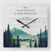 レイクハ素朴ウスをテーマにした |ファミリ名 スクエア壁時計 (正面)