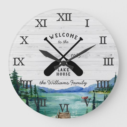 レイクハ素朴ウスをテーマにした |ファミリ名 ラージ壁時計 (正面)