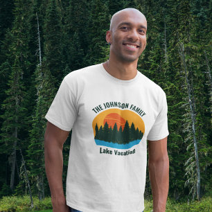 レイクバケーションサンセットクールパーソナライズされた Tシャツ