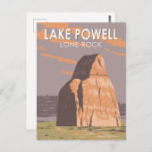 レイクパウエルローンロックトラベルアートヴィンテージ ポストカード (正面/裏面)
