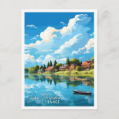 レイクパラドゥルフランスヴィンテージ旅行イラストレーション ポストカード (正面)