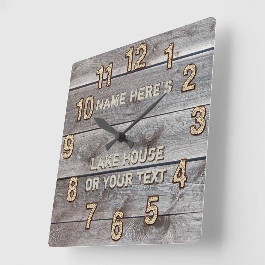レイクパーソナライズされたハウス素朴ウォールデコークロック スクエア壁時計 (傾斜)