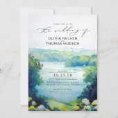 レイクヒルズシルボーツウォーターカラー結婚自然 招待状 (正面)