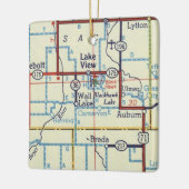 レイクビューIAヴィンテージマップ セラミックオーナメント (左)