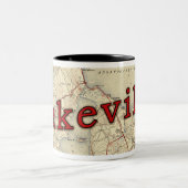 レイクビルマサチューセッツ古地図 ツートーンマグカップ (中央)