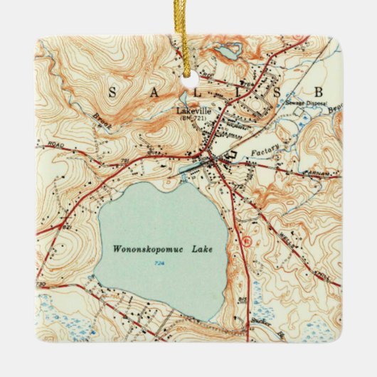 レイクビルCTヴィンテージの地図 セラミックオーナメント (正面)
