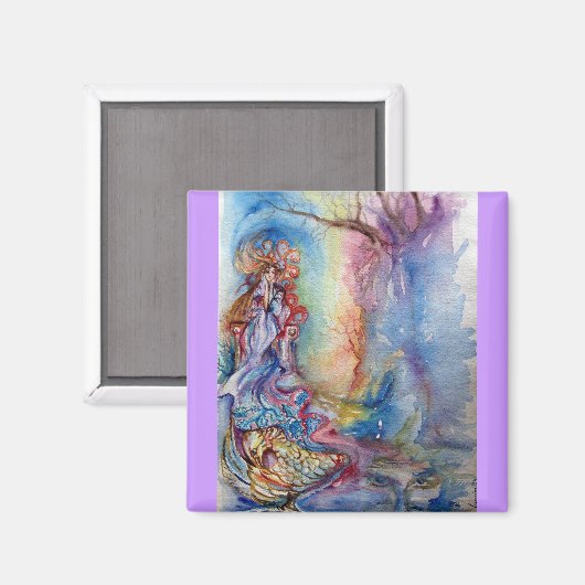 レイクピンクブルーファンタジー水色の女性 マグネット (正面/裏面)