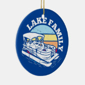 レイクファミリーボート週末サマーポンツーンボート セラミックオーナメント (右)